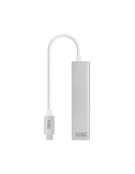 Nanocable Conversor USB-C a Ethernet Gigabit + 3xUSB 3.0, Plata, 15 cm