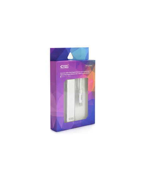 Nanocable Conversor USB-C a Ethernet Gigabit + 3xUSB 3.0, Plata, 15 cm
