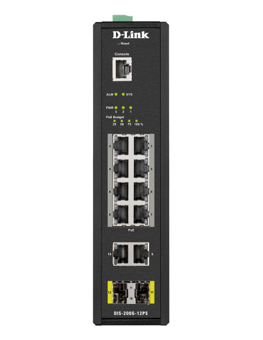 D-Link DIS-200G-12PS switch Gestionado L2 Gigabit Ethernet (10 100 1000) Energía sobre Ethernet (PoE) Negro