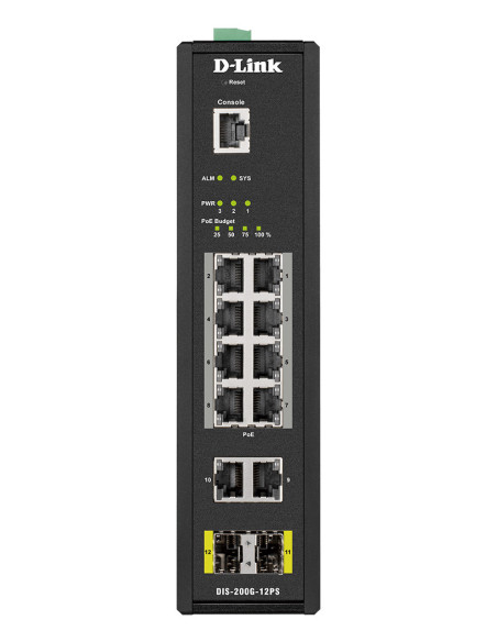 D-Link DIS-200G-12PS switch Gestionado L2 Gigabit Ethernet (10 100 1000) Energía sobre Ethernet (PoE) Negro