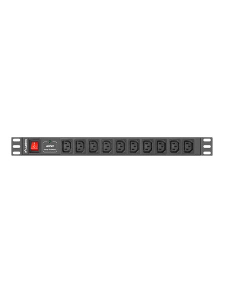Lanberg PDU-10I-0200-IEC-BK unidad de distribución de energía (PDU) 10 salidas AC 1U Negro