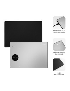 SUBBLIM Alfombrilla con cargador Inalámbrico Mousepad Wireless Charger Aluminum Silver 10W 2