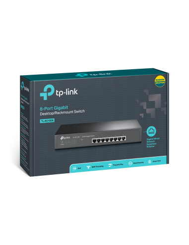 TP-Link TL-SG1008 switch No administrado Gigabit Ethernet (10 100 1000) Negro