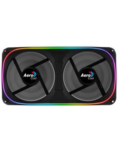 Aerocool ASTRO24 Doble Ventilador PC 12cm ARGB LED Soporte Antivibración Negro