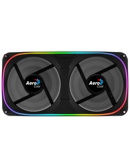 Aerocool ASTRO24 Doble Ventilador PC 12cm ARGB LED Soporte Antivibración Negro