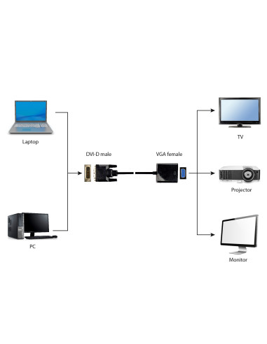 Gembird A-DVID-VGAF-01 adaptador de cable de vídeo 0,2 m DVI-D VGA (D-Sub) Negro