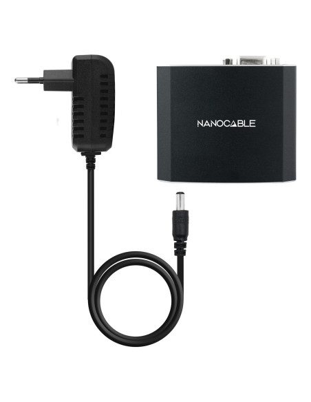Nanocable Conversor SVGA+Audio a HDMI con Alimentación, SVGA H+Jack 3.5 H-HDMI A H, Negro
