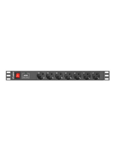 Lanberg PDU-07F-0200-BK unidad de distribución de energía (PDU) 7 salidas AC 1U Negro