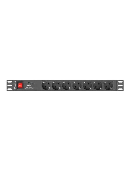 Lanberg PDU-07F-0200-BK unidad de distribución de energía (PDU) 7 salidas AC 1U Negro