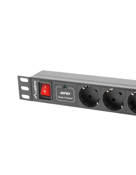 Lanberg PDU-07F-0200-BK unidad de distribución de energía (PDU) 7 salidas AC 1U Negro