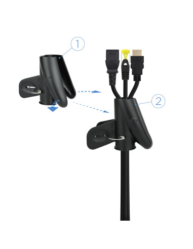 Nanocable Organizador de cables flexible 25 mm 1.0m, negro
