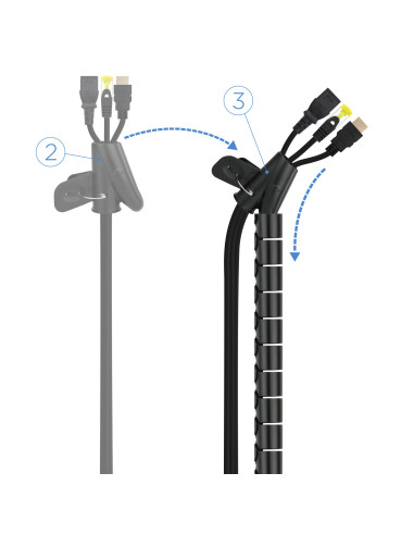 Nanocable Organizador de cables flexible 25 mm 1.0m, negro