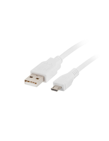 Lanberg CA-USBM-10CC-0010-W cable USB USB 2.0 1 m Micro-USB A USB A Blanco
