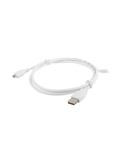 Lanberg CA-USBM-10CC-0010-W cable USB USB 2.0 1 m Micro-USB A USB A Blanco
