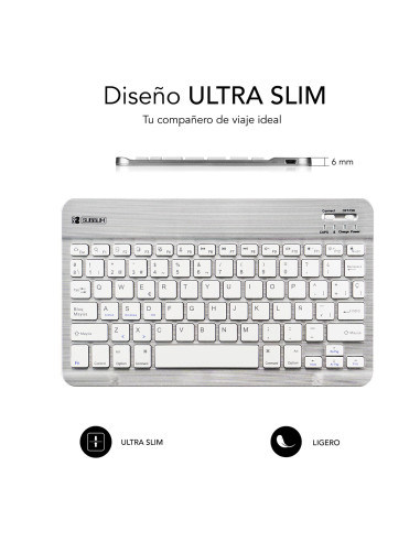 SUBBLIM Teclado Bluetooth Smart BT Keyboard Silver