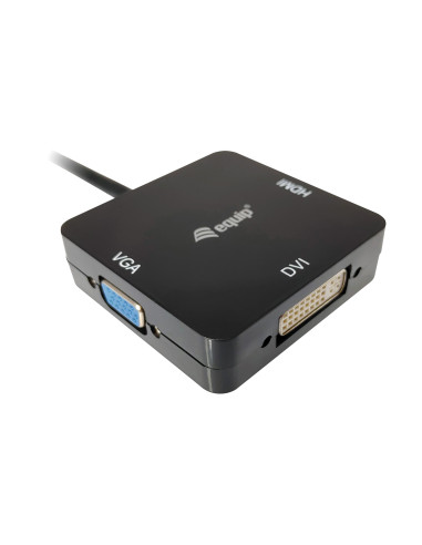 Equip 133439 adaptador de cable de vídeo 0,15 m Mini DisplayPort DVI-D + VGA (D-Sub) + HDMI Negro
