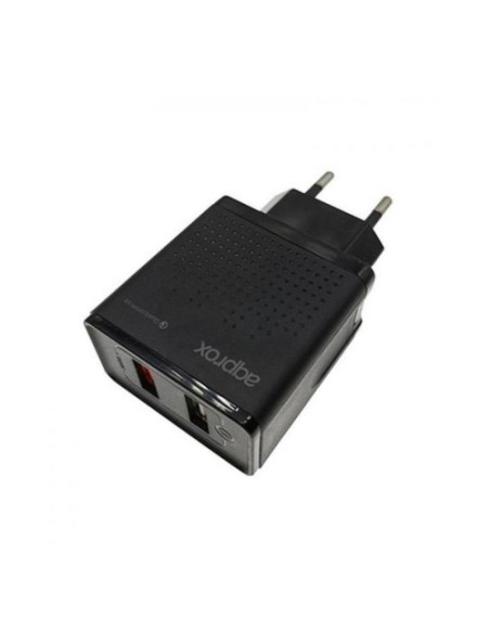 Approx APPUSBWALLQC cargador de dispositivo móvil Universal Negro Corriente alterna Carga rápida Interior
