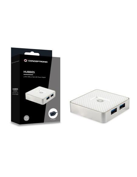Conceptronic HUBBIES03W hub de interfaz USB 3.2 Gen 1 (3.1 Gen 1) Micro-B 5000 Mbit s Blanco