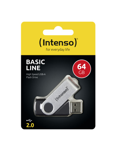 Intenso Basic Line unidad flash USB 64 GB USB tipo A 2.0 Negro, Plata