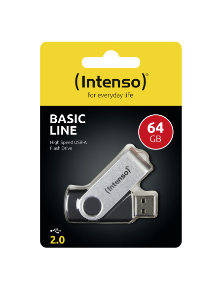 Intenso Basic Line unidad flash USB 64 GB USB tipo A 2.0 Negro, Plata