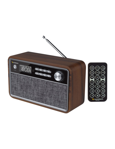 Sunstech RPBT500 Portátil Digital Negro, Madera
