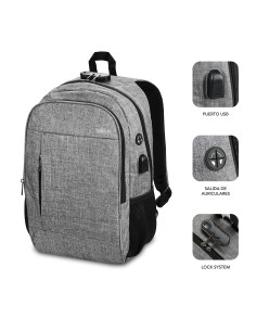 SUBBLIM Mochila para Portátil Urban Lock Backpack 16" Grey 2
