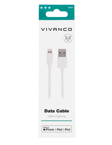 Vivanco LIGHTNVVUSBCABLE20 2 m Blanco