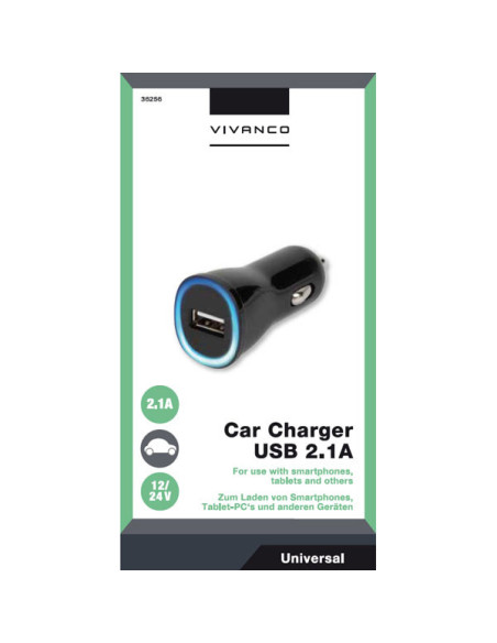 Vivanco 36256 cargador de dispositivo móvil Universal Negro Encendedor de cigarrillos Auto