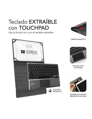 SUBBLIM Funda con Teclado KEYTAB PRO BLUETOOTH 10,1" TOUCHPAD Black