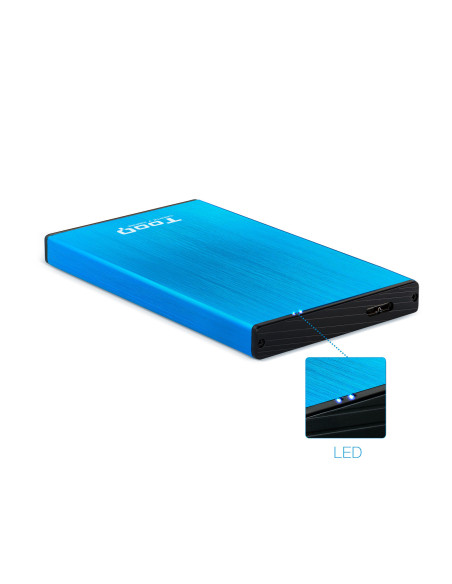 TooQ TQE-2527BL caja para disco duro externo Caja de disco duro (HDD) Negro, Azul 2.5"