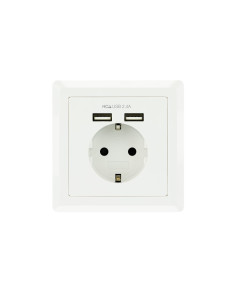 Nanocable Base de enchufe de pared tipo schuko con 2 tomas USB Max. 2.4A, blanca 2