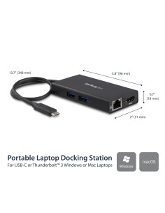 StarTech.com Adaptador Multipuertos USB-C - Docking Station Portátil USB-C 4K HDMI - con Entrega de Potencia de 60W - GbE - Hub 2