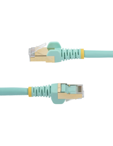 StarTech.com Cable de 0,5m de Red Ethernet RJ45 Cat6a Blindado STP - Cable sin Enganche Snagless - Aguamarina