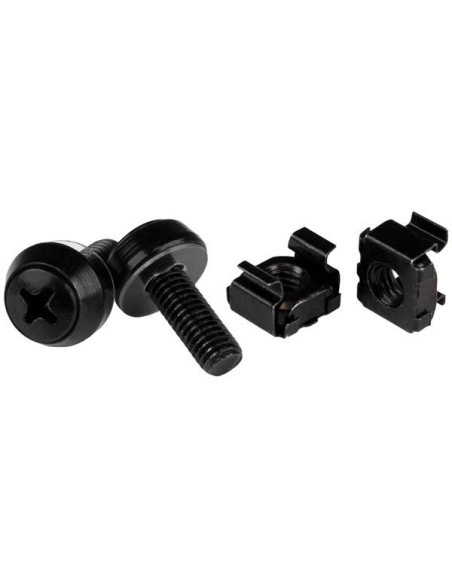 StarTech.com Paquete de 50 Tornillos y Tuercas Enjauladas Cage Nuts M6x12mm - Negro
