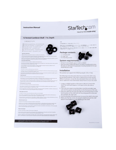 StarTech.com Bandeja Estante Ventilado de 1U para Armario Rack de Servidores - de 7 Pulgadas de Profundidad