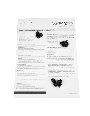 StarTech.com Bandeja Estante Ventilado de 1U para Armario Rack de Servidores de 19 Pulgadas - de 10 Pulgadas (254mm) de