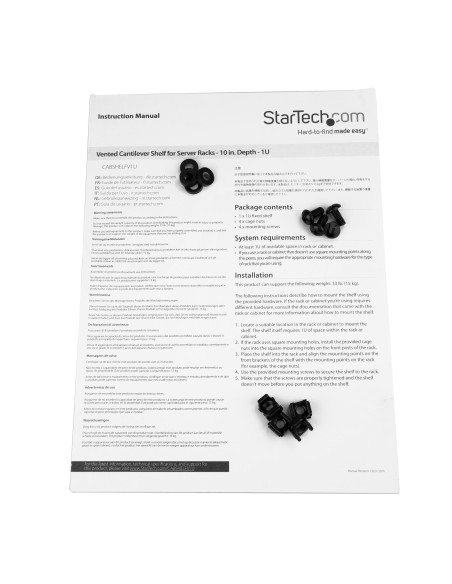 StarTech.com Bandeja Estante Ventilado de 1U para Armario Rack de Servidores de 19 Pulgadas - de 10 Pulgadas (254mm) de