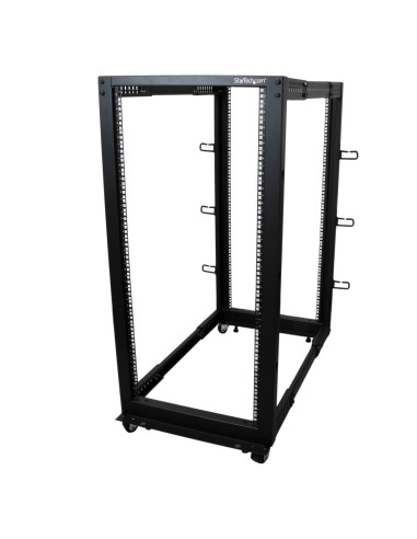 StarTech.com Rack 25U Móvil de Marco Abierto de 4 Columnas para Servidores - Rack de Cuatro Columnas 19 Pulgadas para Equipo de