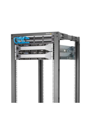 StarTech.com Rack 25U Móvil de Marco Abierto de 4 Columnas para Servidores - Rack de Cuatro Columnas 19 Pulgadas para Equipo de