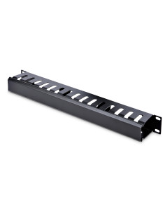 StarTech.com Panel Canaleta 1U de Gestión de Cables para Rack de Conductos Horizontales con Tapa - Conducto de Cables para Rack