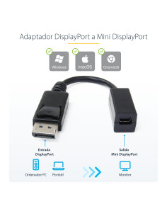 StarTech.com Cable de 15cm DisplayPort a Mini DisplayPort - de Vídeo 4K x 2K UHD - Cable de Extensión DP a mDP 1.2