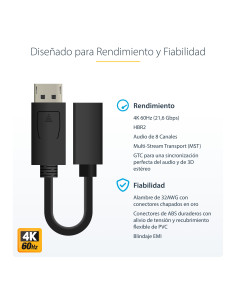 StarTech.com Cable de 15cm DisplayPort a Mini DisplayPort - de Vídeo 4K x 2K UHD - Cable de Extensión DP a mDP 1.2 2
