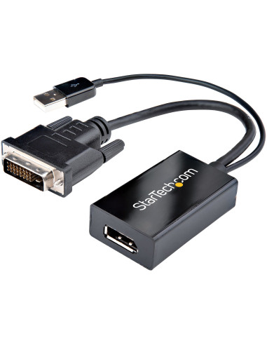 StarTech.com Adaptador DVI a DisplayPort Alimentado por USB - Conversor DVI a DisplayPort - Convertidor DVI-D a DP - 1920x1200
