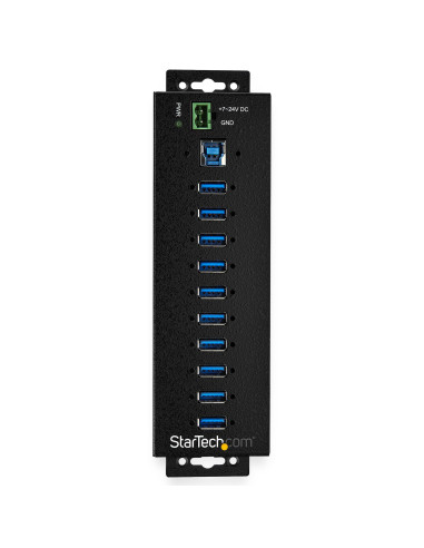 StarTech.com Hub Concentrador Ladrón USB de 10 Puertos con Adaptador de Corriente - con Protección contra Descargas de 350W -