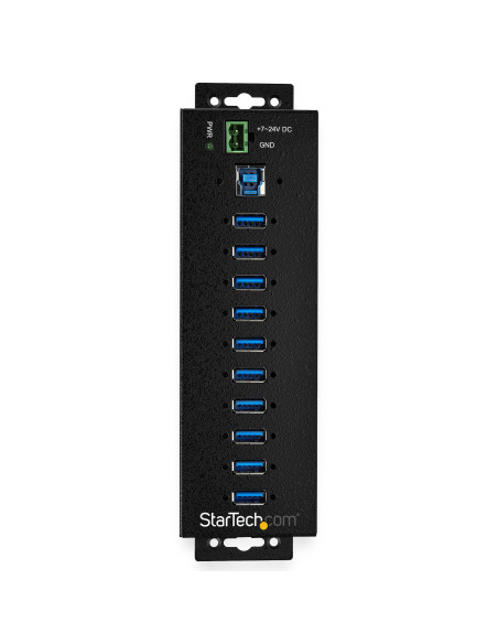 StarTech.com Hub Concentrador Ladrón USB de 10 Puertos con Adaptador de Corriente - con Protección contra Descargas de 350W -