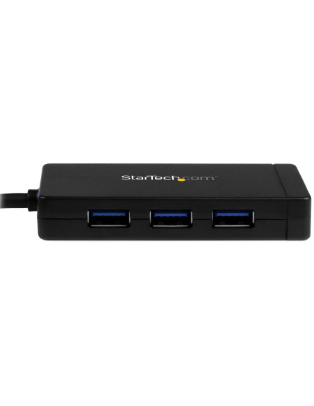 StarTech.com Concentrador USB 3.0 de 3 Puertos con USB-C y Ethernet Gigabit - 5Gbps - Con Adaptador de Alimentación