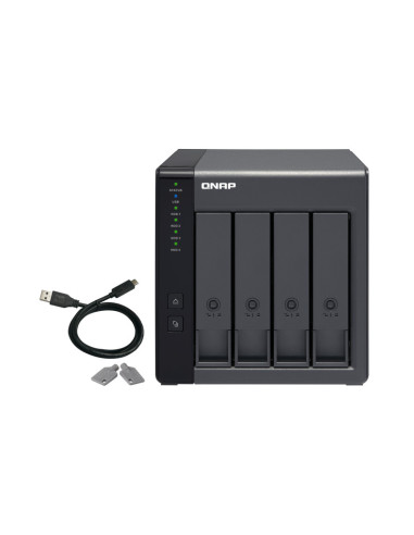 QNAP TR-004 caja para disco duro externo Carcasa de disco duro SSD Negro 2.5 3.5"