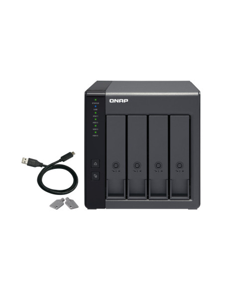 QNAP TR-004 caja para disco duro externo Carcasa de disco duro SSD Negro 2.5 3.5"