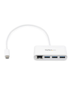 StarTech.com Concentrador USB 3.0 (5Gbps) de 3 Puertos con USB-C y Ethernet Gigabit - Hub Ladrón de USB Convencional - Blanco 2