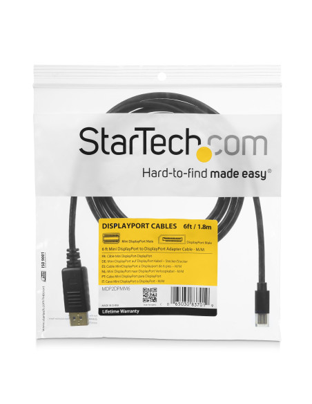 StarTech.com Cable de 1,8m Mini DisplayPort a DisplayPort 1.2 - Cable Adaptador Mini DisplayPort a DisplayPort 4K x 2K UHD -
